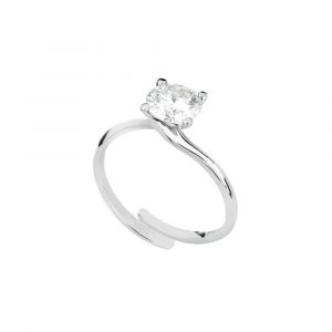 Anello Hiriwa 925 Solitario Regolabile Argento Pietre Bianche