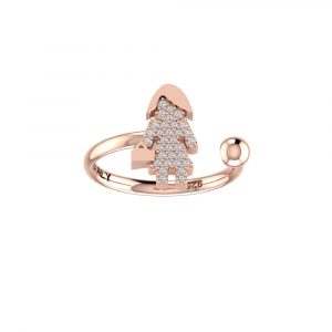 Anello Love Makes a Family Mamma-Sfera 4 mm Argento Rosè Pietre Bianche
