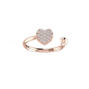 Anello Love Makes a Family Cuore-Sfera 4 mm Argento Rosè Pietre Bianche