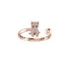 Anello Love Makes a Family Gatto-Sfera 4 mm Argento Rosè Pietre Bianche