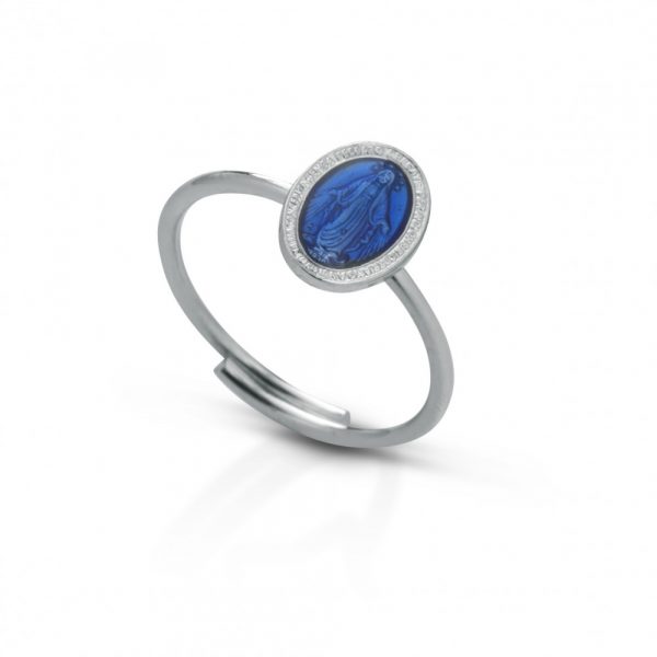 Anello Hiriwa 925 Regolabile Madonna Argento Smaltato Blu