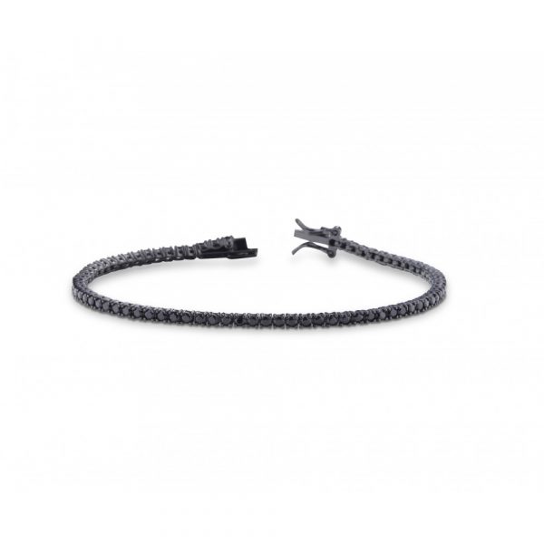 Bracciale Hiriwa 925 Tennis Argento Nero Pietre Nere