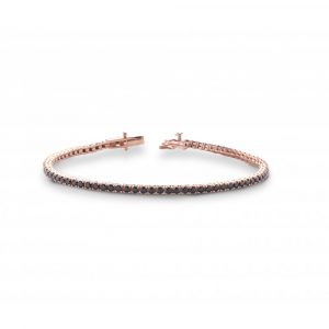 Bracciale Hiriwa 925 Tennis Argento Rosè Pietre Nere