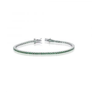 Bracciale Hiriwa 925 Tennis Argento Pietre Verdi