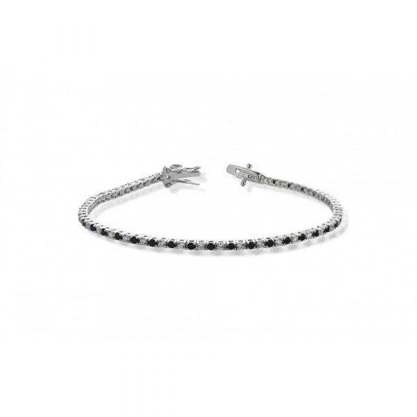 Bracciale Hiriwa 925 Tennis Argento Pietre Bianche Nere