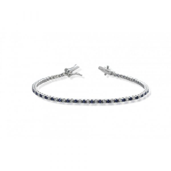 Bracciale Hiriwa 925 Tennis Argento Pietre Bianche Blu