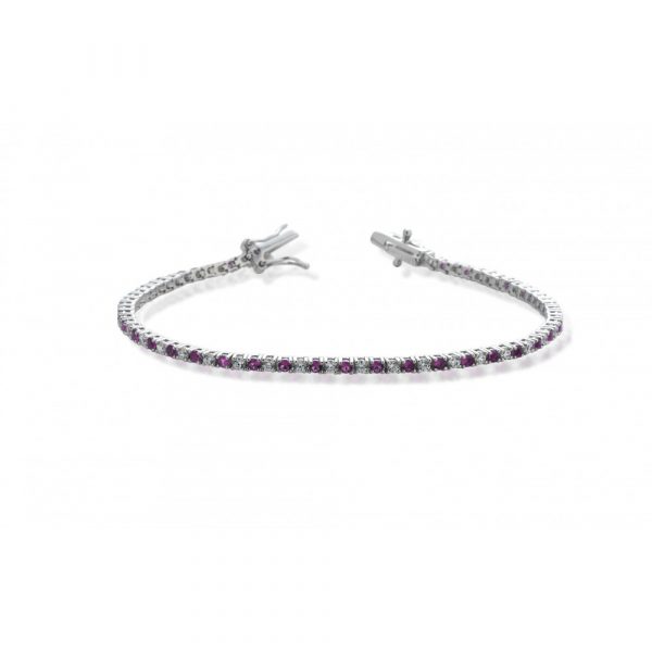 Bracciale Hiriwa 925 Tennis Argento Pietre Bianche Rosse