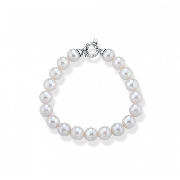 Bracciale FuJiko Perle Bianche Argento 9 mm