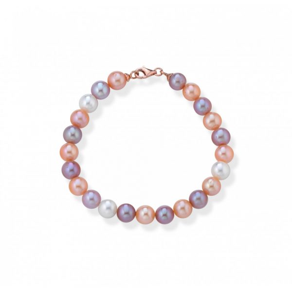Bracciale FuJiko Perle Multicolore Argento Rosè 8 mm