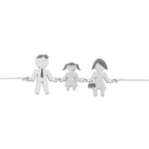 Bracciale Love Makes a Family Papà-Bimba-Mamma Argento