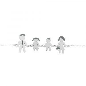 Bracciale Love Makes a Family Papà-Bimba-Bimbo-Mamma Argento