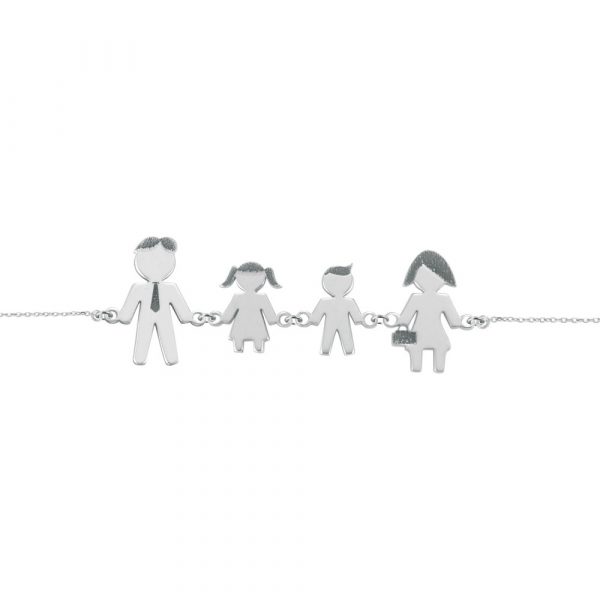 Bracciale Love Makes a Family Papà-Bimba-Bimbo-Mamma Argento
