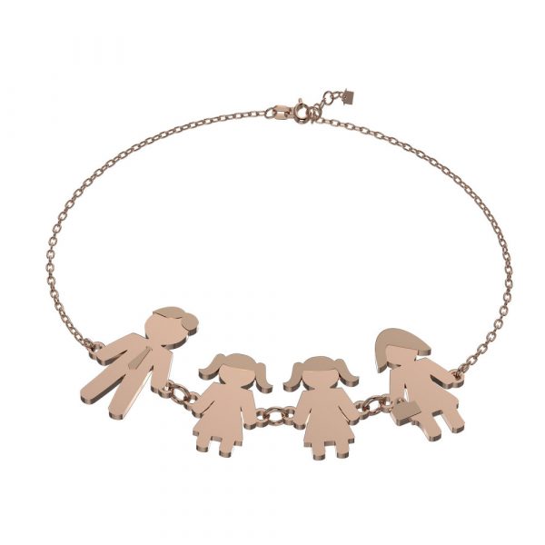 Bracciale Love Makes a Family Papà-Bimba-Bimba-Mamma Argento Rosè