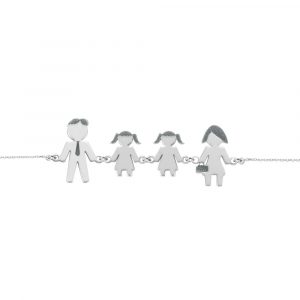 Bracciale Love Makes a Family Papà-Bimba-Bimba-Mamma Argento