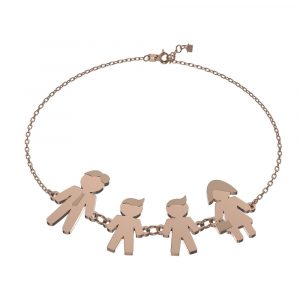 Bracciale Love Makes a Family Papà-Bimbo-Bimbo-Mamma Argento Rosè