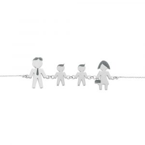 Bracciale Love Makes a Family Papà-Bimbo-Bimbo-Mamma Argento