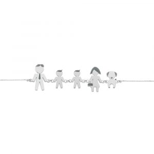 Bracciale Love Makes a Family Papà-Bimbo-Bimbo-Mamma-Cane Argento