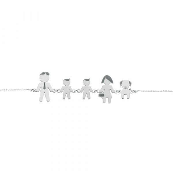 Bracciale Love Makes a Family Papà-Bimbo-Bimbo-Mamma-Cane Argento
