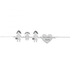 Bracciale Love Makes a Family Lei-Bimba-Lei-Cuore Argento