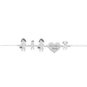 Bracciale Love Makes a Family Lei-Bimbo-Lei-Cuore-Cane Argento