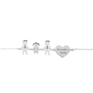 Bracciale Love Makes a Family Lui-Bimba-Lui-Cuore Argento