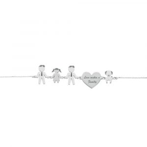Bracciale Love Makes a Family Lui-Bimba-Lui-Cuore-Cane Argento