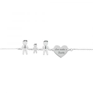 Bracciale Love Makes a Family Lui-Bimbo-Lui-Cuore Argento