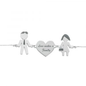 Bracciale Love Makes a Family Lui-Cuore-Lei Argento