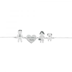 Bracciale Love Makes a Family Lui-Cuore-Lei-Cane Argento