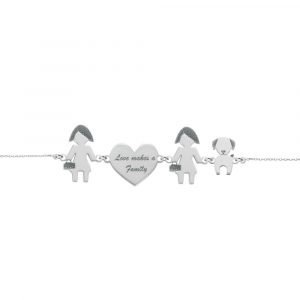 Bracciale Love Makes a Family Lei-Cuore-Lei-Cane Argento