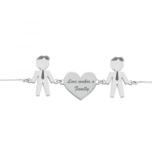 Bracciale Love Makes a Family Lui-Cuore-Lui Argento