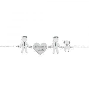 Bracciale Love Makes a Family Lui-Cuore-Lui-Cane Argento