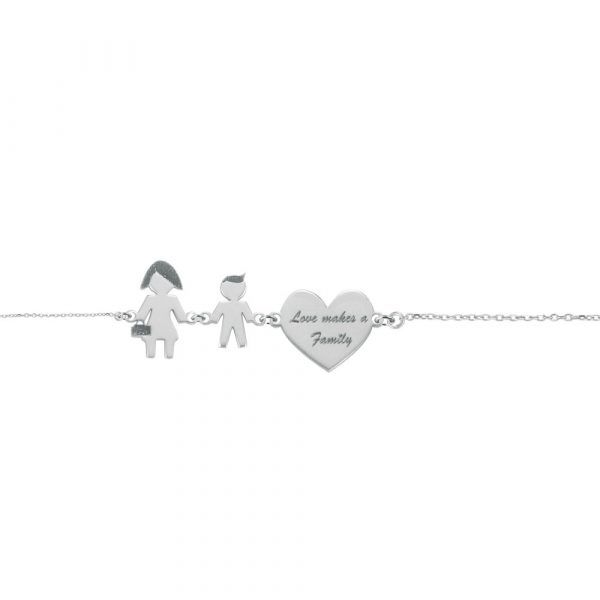 Bracciale Love Makes a Family Mamma-Bimbo-Cuore Argento