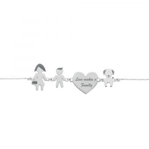 Bracciale Love Makes a Family Mamma-Bimbo-Cuore-Cane Argento