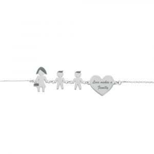 Bracciale Love Makes a Family Mamma-Bimbo-Bimbo-Cuore Argento
