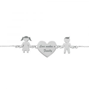 Bracciale Love Makes a Family Bimba-Cuore-Bimbo Argento