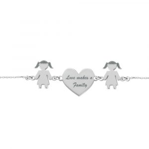 Bracciale Love Makes a Family Bimba-Cuore-Bimba Argento