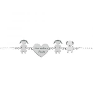 Bracciale Love Makes a Family Bimba-Cuore-Bimba-Cane Argento