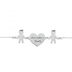 Bracciale Love Makes a Family Bimbo-Cuore-Bimbo Argento