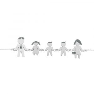 Bracciale Love Makes a Family Papà-Bimba-Bimbo-Bimbo-Mamma Argento