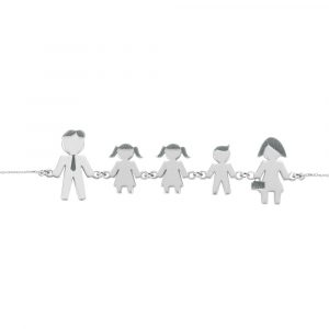 Bracciale Love Makes a Family Papà-Bimba-Bimba-Bimbo-Mamma Argento