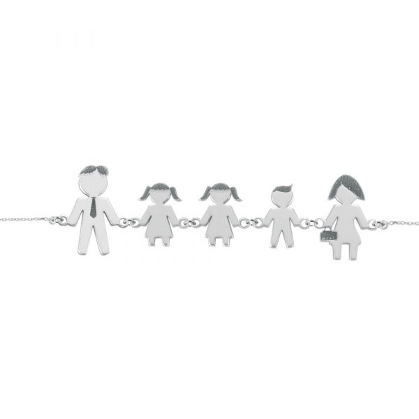 Bracciale Love Makes a Family Papà-Bimba-Bimba-Bimbo-Mamma Argento