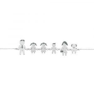 Bracciale Love Makes a Family Papà-Bimba-Bimba-Bimbo-Mamma-Cane Argento