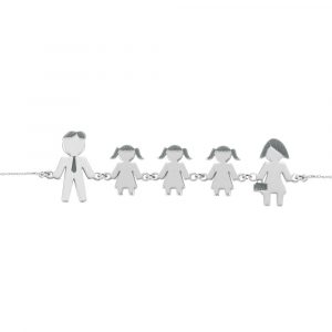 Bracciale Love Makes a Family Papà-Bimba-Bimba-Bimba-Mamma Argento
