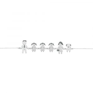Bracciale Love Makes a Family Papà-Bimba-Bimba-Bimba-Mamma-Cane Argento