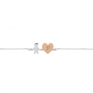 Bracciale Love Makes a Family Bimbo Cuore Rosè Lettera P Argento