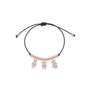 Bracciale Love Makes a Family Papà-Bimba-Mamma Argento Rosè Pietre Bianche