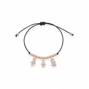 Bracciale Love Makes a Family Papà-Bimbo-Mamma Argento Rosè Pietre Bianche