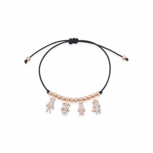 Bracciale Love Makes a Family Papà-Bimba-Bimbo-Mamma Argento Rosè Pietre Bianche
