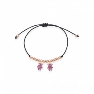Bracciale Love Makes a Family Bimba-Bimba Argento Rosè Pietre Rosse